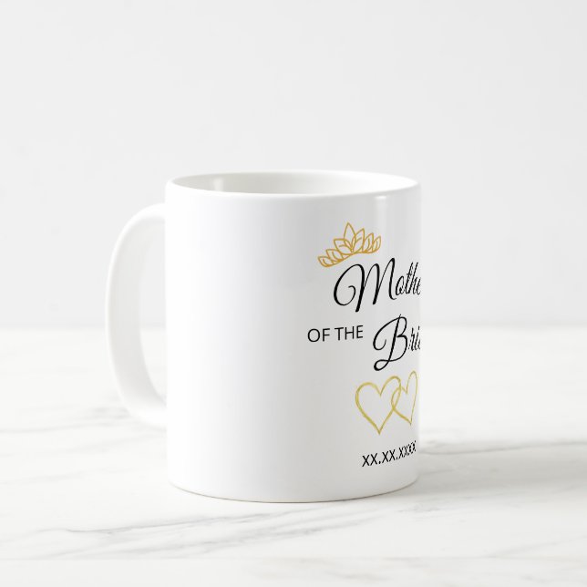 Hochzeitsrolle & Datum Elegantes Design Kaffeetasse (Vorderseite Links)