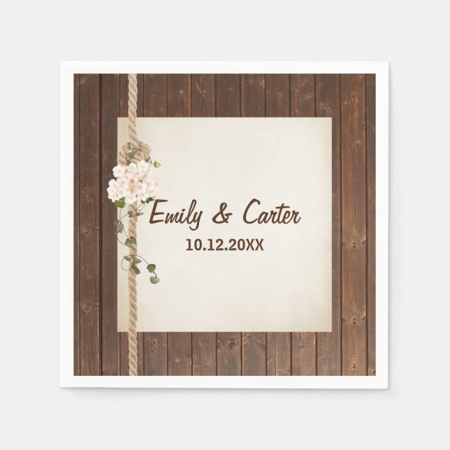 Hochzeitsroop Knot on Wood Serviette (Vorderseite)