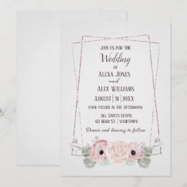 Hochzeitsrosa Anemone und Glitzer Einladung