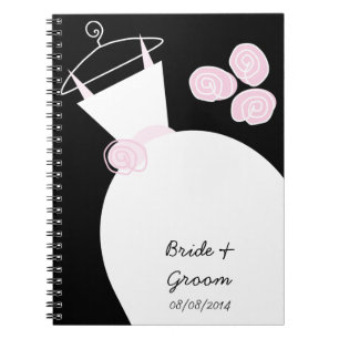 Hochzeitsrosa "Bridal and Groom" schwarz Notizblock