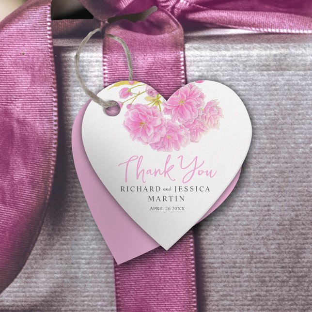 Hochzeitsrosa florale Aquarellfarbe danke Ihnen fü Geschenkanhänger (Von Creator hochgeladen)