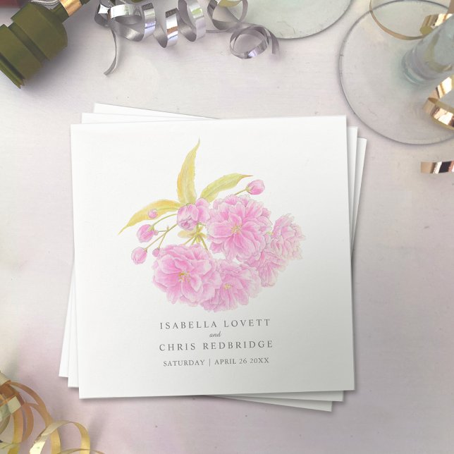Hochzeitsrosa Kirschblüte Papierserviette (Von Creator hochgeladen)