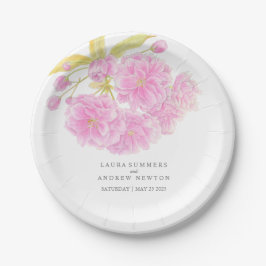 Hochzeitsrosa Kirschblüte Pappteller