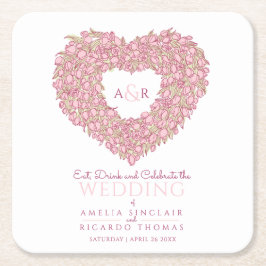 Hochzeitsrosa Tulpenraupe, zeichnend Bouquet Rechteckiger Pappuntersetzer