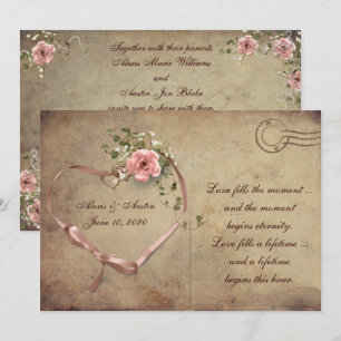 Hochzeitsrose Vintage Postkarte