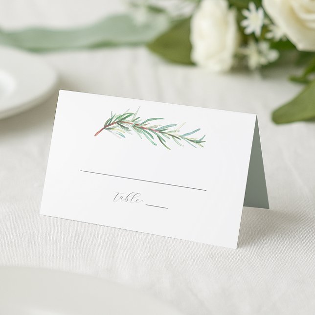 Hochzeitsrosemary für Platzkarten (wedding place cards designed with watercolor rosemary perfect for a micro wedding theme)