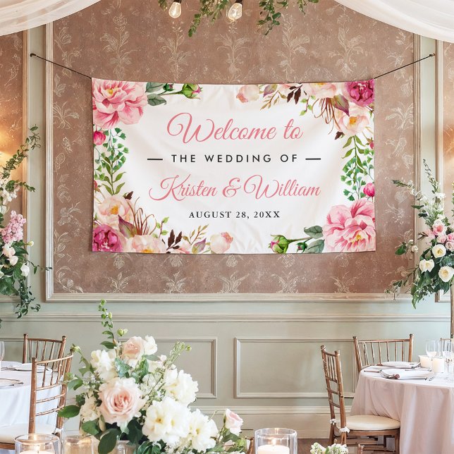 Hochzeitsrot Rosa Wasserfarben, gebräunt Banner (Von Creator hochgeladen)