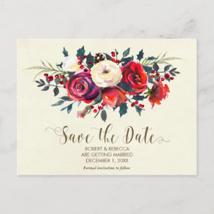Hochzeitsroter Beeren Save the Date Postkarte