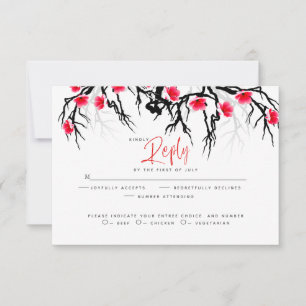 HochzeitsrSVP Japanische Zweigstelle Blossom RSVP Karte