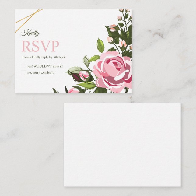Hochzeitsrsvp-Karte Blumengrün Wedding Rsvp Mitteilungskarte (Vorne/Hinten)