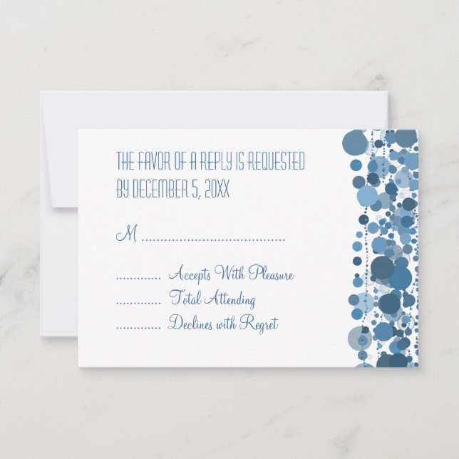 HochzeitsrSVP Moderne Dots Blue RSVP Karte (Vorderseite)