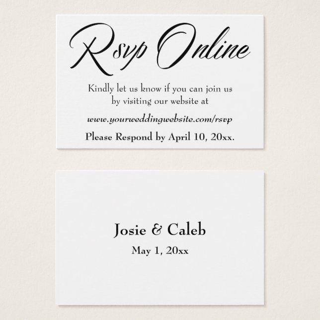 HochzeitsrSVP Online Beilegen Schwarzes Script, We (Vorne & Hinten)