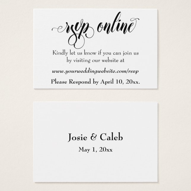 HochzeitsrSVP Online Beilegen Schwarzes Script, We (Vorne & Hinten)