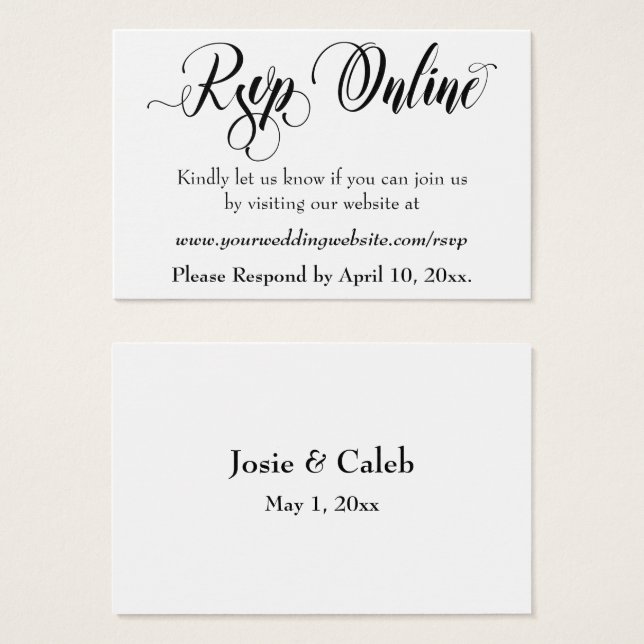 HochzeitsrSVP Online Beilegen Schwarzes Script, We (Vorne & Hinten)