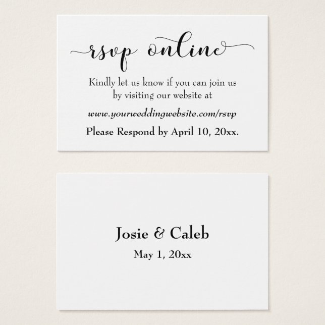 HochzeitsrSVP Online Schwarzes Script einfügen, We (Vorne & Hinten)