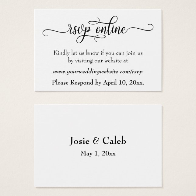 HochzeitsrSVP Online Schwarzes Script einfügen, We (Vorne & Hinten)