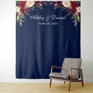 Hochzeitsrückwand-Fotobooth-Requisite Burgunder Bl Wandteppich