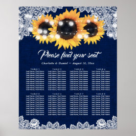 Hochzeitssaal für die Rustikale Navy Blauer Sonnen Poster