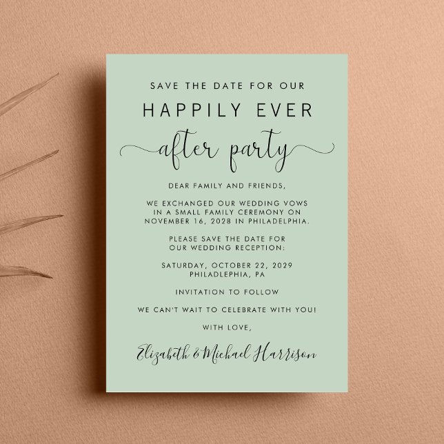 Hochzeitssaal Save the Date Ankündigung (A chic save the date announcement for a reception to celebrate your elopement or private wedding)