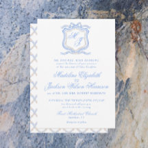 Hochzeitssache des Blue Monogram Wappen Watercolor