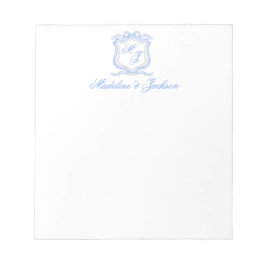 Hochzeitssache des Blue Monogram Wappen Watercolor Notizblock
