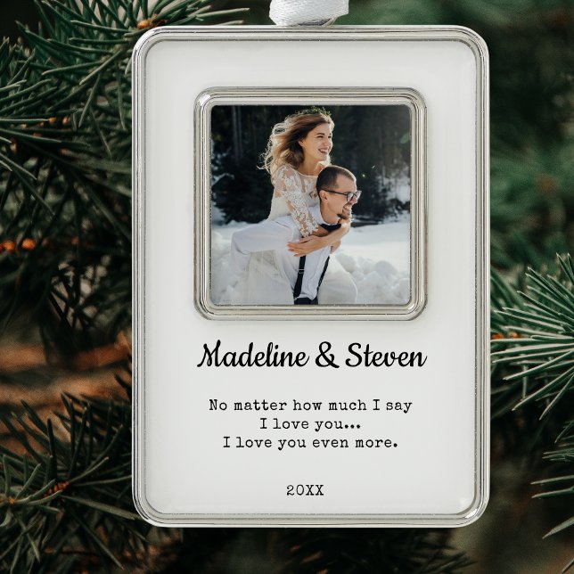Hochzeitssache Foto | Newlyweds Rahmen-Ornament Silber (Wedding Photo Keepsake | Newlyweds Christmas Ornament )