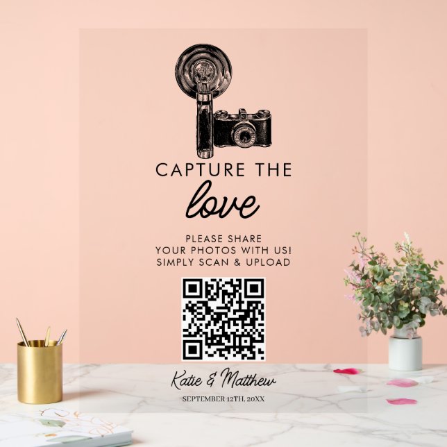 Hochzeitssache Liebe QR-Code Foto Hochladen Acrylschild (Hochzeit)