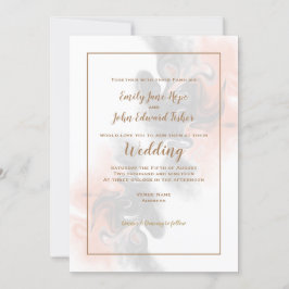 Hochzeitssache mit weichem Grau und Pfirsichwirl/G Einladung