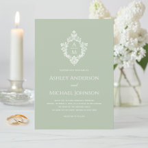 Hochzeitssage Wappen Grün Vintag elegant Monogramm