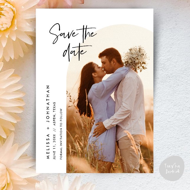 Hochzeitssaison - Das Thema "Moderne Minimalistisc Save The Date (Wedding Sate The Date Modern Minimalist Clean signature script Theme Card PDF Black and White)