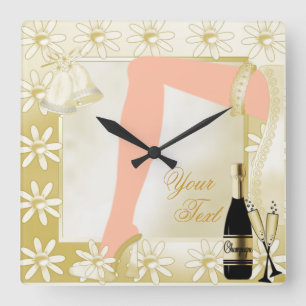 Hochzeitssake 2 Wall Clock Quadratische Wanduhr