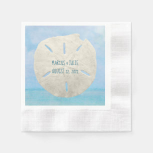 Hochzeitssand Dollar auf Aquarellmeeren Serviette