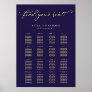 Hochzeitssatellite Schildern Chic Gold Navy Blau Poster