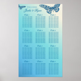Hochzeitssattel Butterfly Blue Glitzer Poster