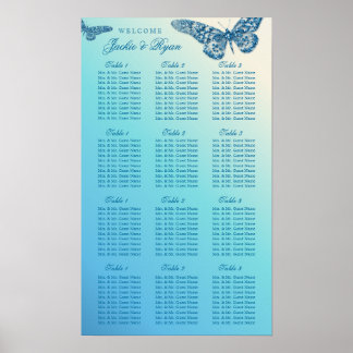Hochzeitssattel Butterfly Blue Glitzer Poster
