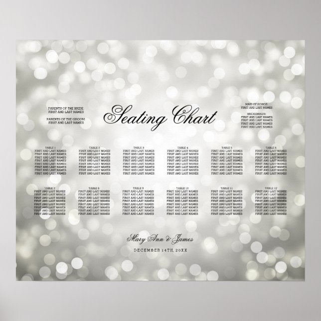 Hochzeitssattel Silber Glitzer Lights Poster (Vorne)