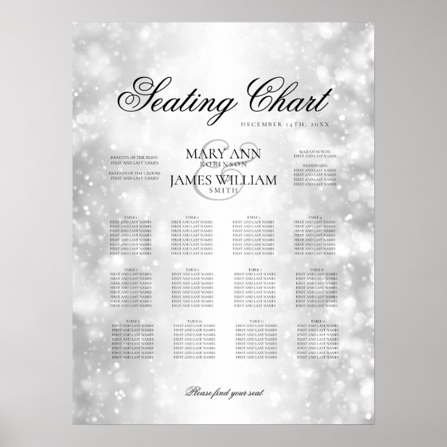 Hochzeitssattel Silber Shimmer Lights Poster (Vorne)