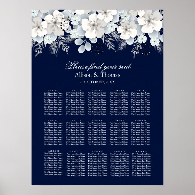Hochzeitssattel Weiße Blume Sakura blau Poster (Vorne)