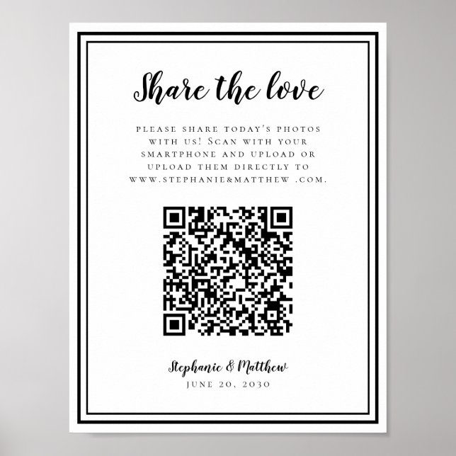Hochzeitsscanner-Foto die Liebe QR Scan Black & Wh Poster (Vorne)