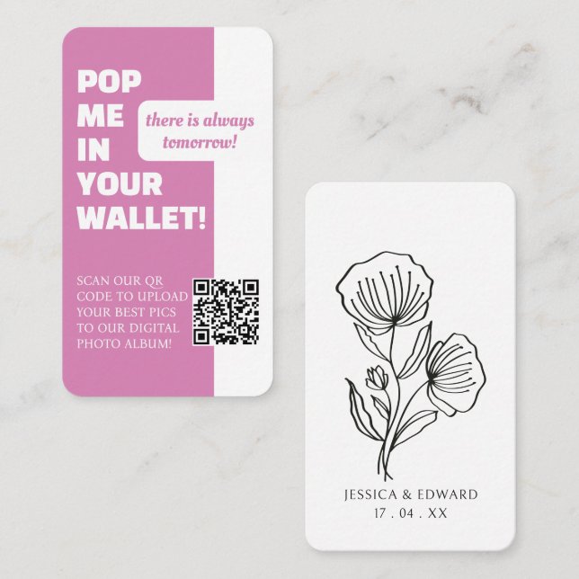 Hochzeitsscanner QR Code Foto Album Visitenkarte (Vorne/Hinten)