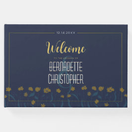 Hochzeitsschick Moderne Elegant einfach blau gelb Gästebuch