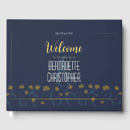 Hochzeitsschick Moderne Elegant einfach blau gelb Gästebuch