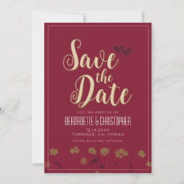 Hochzeitsschick Moderne Elegante Einfache Rote Win Save The Date