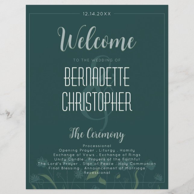 Hochzeitsschick Moderne Elegante Simple Green Emer (Vorderseite)