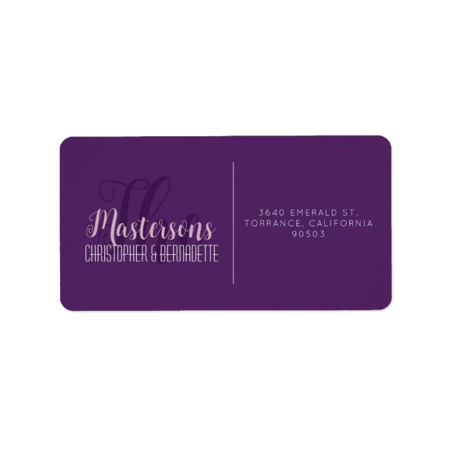 Hochzeitsschick Modernes Elegantes Einfaches Laven Adressaufkleber (Vorne)