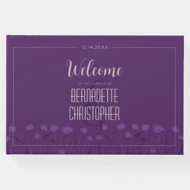 Hochzeitsschick Modernes Elegantes Einfaches Laven Gästebuch (Vorderseite)