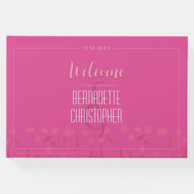 Hochzeitsschick Modernes Elegantes, einfaches Rosa Gästebuch (Vorderseite)