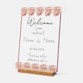 Hochzeitsschild aus Pink-Rosen Acrylschild