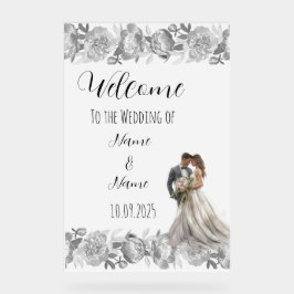 Hochzeitsschild aus schwarzem Plexiglas Acrylschild