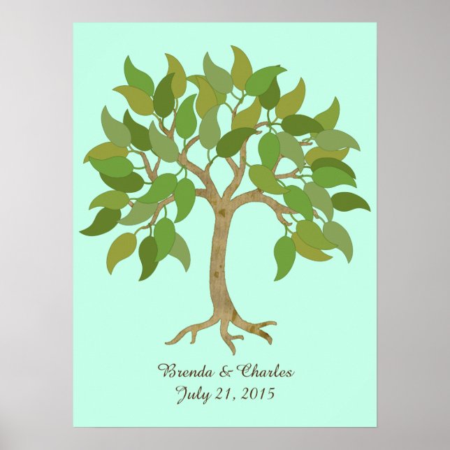 Hochzeitsschild Baum Poster (Vorne)